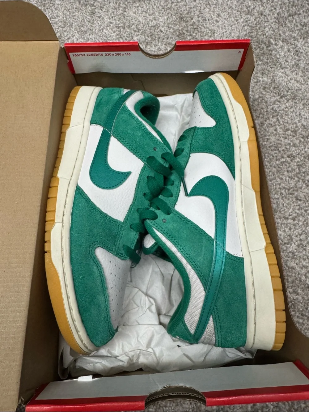 Nike Men’s Green & White Low-Top Sneakers - Suede Accent